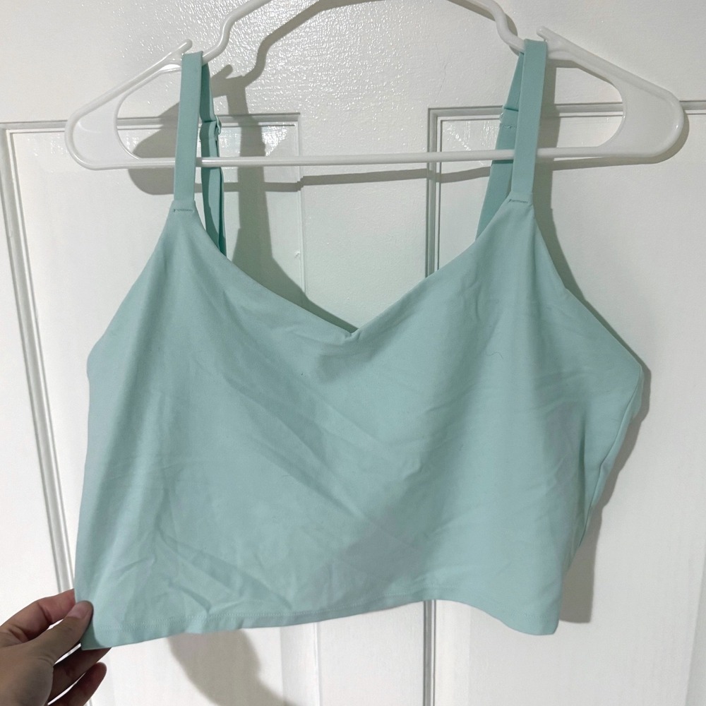 Athleta Crop Tank Bra Mint Green V-Neck Adjustable Straps Size 2X Activewear